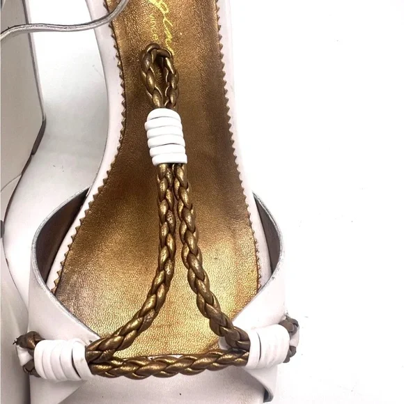 Imagine by Vince Camuto Urali sandal size 7.5 White/Old Gold Vacchetta/Metallic - Picture 4 of 6